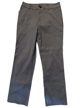 Gray Checked Straight Leg Dress Pants Lee button and zipper closure pockets